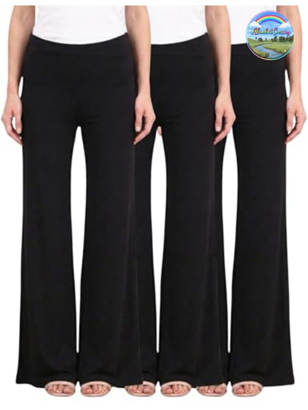 Wide Leg Palazzo Pants for Women 3-Pack, High Rise Lounge Pants